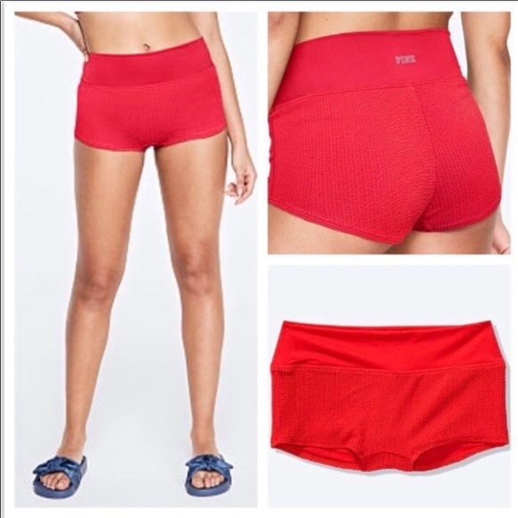 🔥New VS Pink Red Gym to Swim Shortie. NWT. Large. - Picture 1 of 11